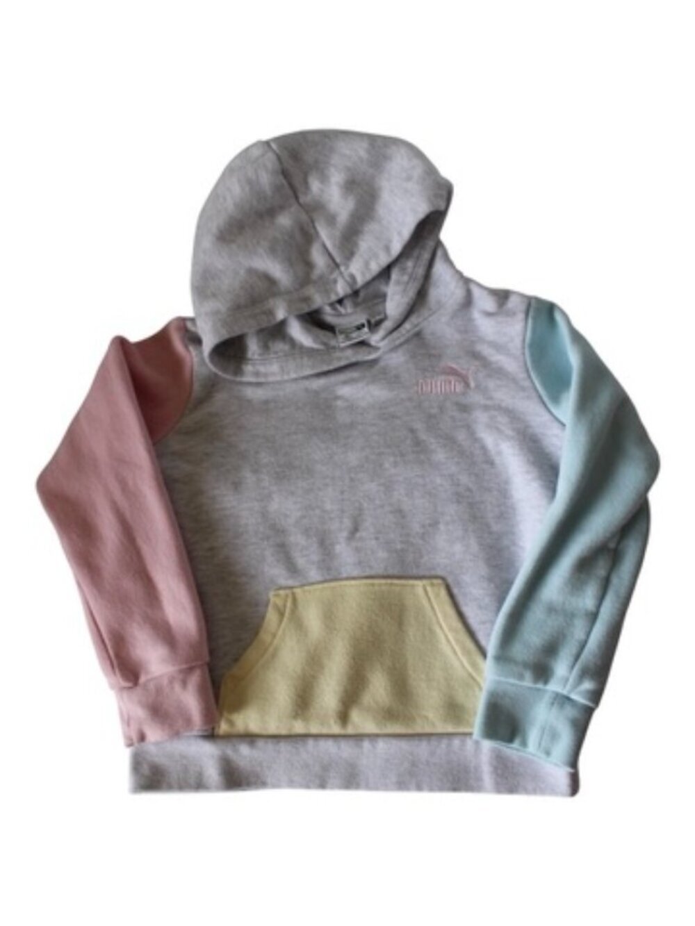 Girl's Pastel Color Block Puma Hoodie Sweatshirt in XS (5-6)